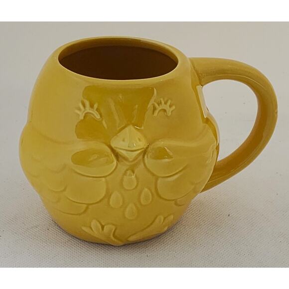 MUG/CUP-Lemon Yellow-Bird 3-D Embossed Design-Holds 12 oz (1.5 cups) - Picture 2 of 10